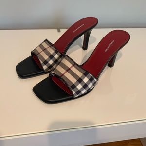 Burberry Plaid Heels with Black and Red Highlights